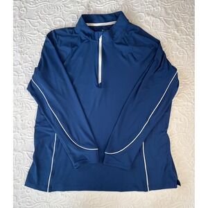 Peter Millar Womens Dark Royal Blue 1/4 Zip Performance Golf Pullover UPF 50+ XL